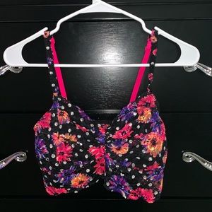 Black floral bralette